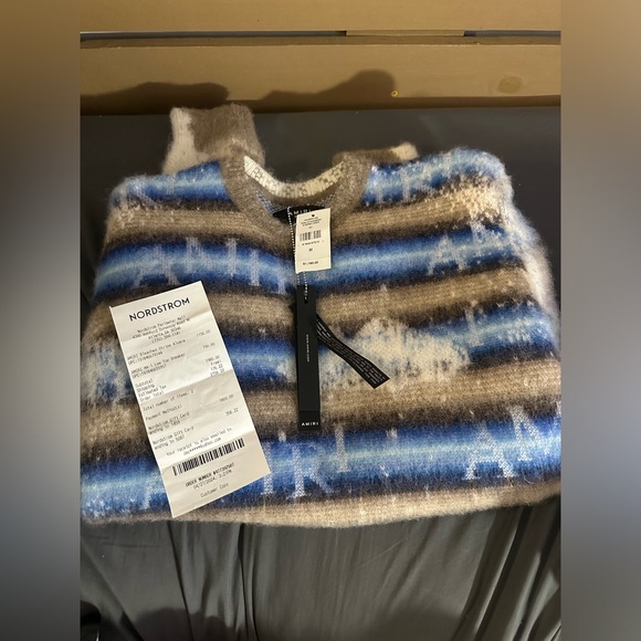 Amiri bleached Stripe Alpaca , mohair&wool blend sweater size M - Picture 6 of 9